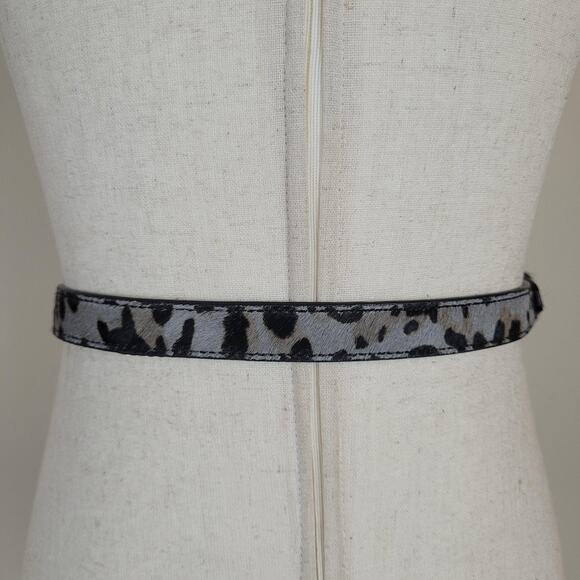 Gray Leather Belt Small Animal Print Haircalf Boho Chic Statement Buckles Luxe main image 6
